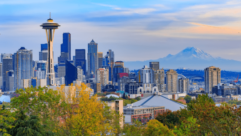 Seattle Washington space needle and mt. rainier views